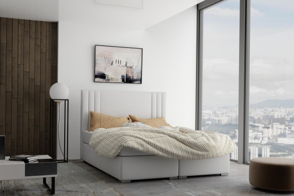 Box spring bed hotel double bed luxury beds upholstered function storage box beige