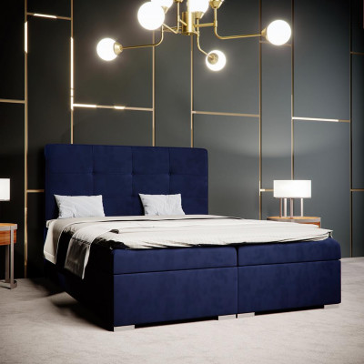 Blue box spring bed hotel double luxury beds upholstered bed box function new