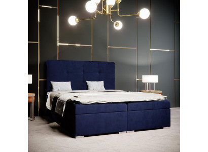 Blue box spring bed hotel double luxury beds upholstered bed box function new