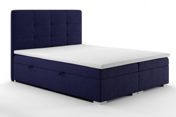 Blue box spring bed hotel double luxury beds upholstered bed box function new