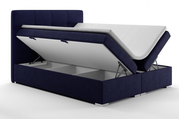 Blue box spring bed hotel double luxury beds upholstered bed box function new