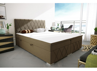 Box spring bed hotel double velvet luxury beds upholstered bed frame function brown