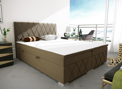 Box spring bed hotel double velvet luxury beds upholstered bed frame function brown