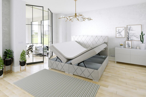 Box spring bed hotel double bed textile luxury beds upholstered bed frame function