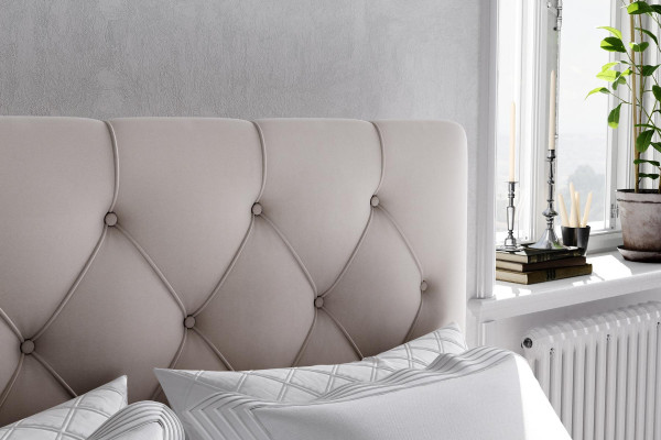 Box spring bed hotel double blue textile luxury beds upholstered bed frame function.