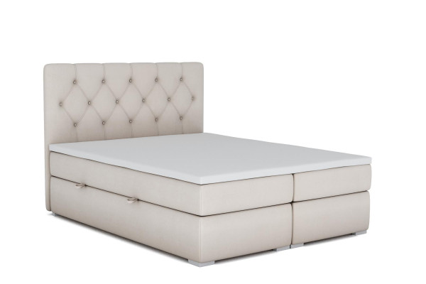 Box spring bed hotel double blue textile luxury beds upholstered bed frame function.