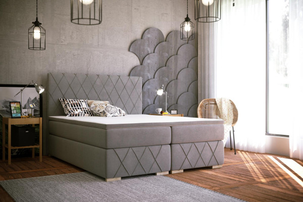 Box spring bed complete set mattress & topper luxury upholstery 180x200cm beds new