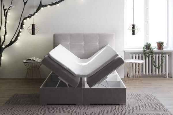 Box spring bed hotel double velvet textile luxury beds upholstered bed box function
