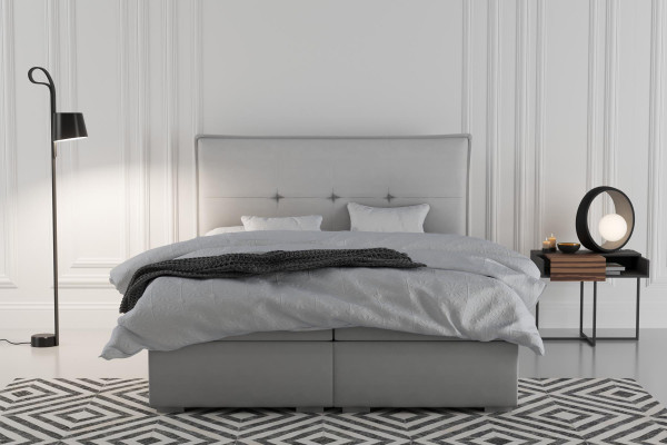 Box spring bed hotel double textile gray luxury beds upholstered storage bed function