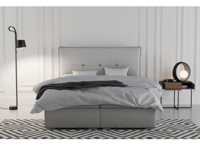 Box spring bed hotel double textile gray luxury beds upholstered storage bed function