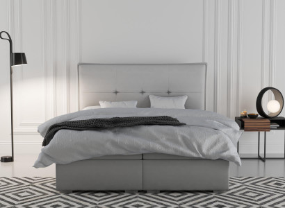 Box spring bed hotel double textile gray luxury beds upholstered storage bed function