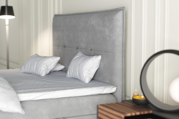 Box spring bed hotel double textile gray luxury beds upholstered storage bed function