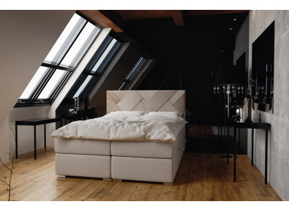 Box spring bed hotel double luxury beds upholstered bed frame function 140x200cm