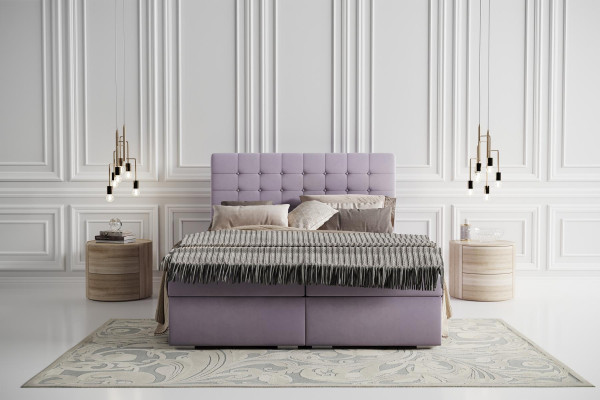 Complete Set Mattress & Topper Box Spring Bed Pink Upholstered 180x200cm