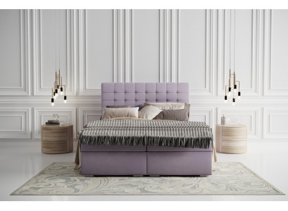 Complete Set Mattress & Topper Box Spring Bed Pink Upholstered 180x200cm