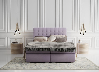 Complete Set Mattress & Topper Box Spring Bed Pink Upholstered 180x200cm