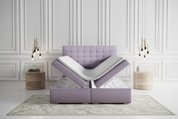Complete Set Mattress & Topper Box Spring Bed Pink Upholstered 180x200cm
