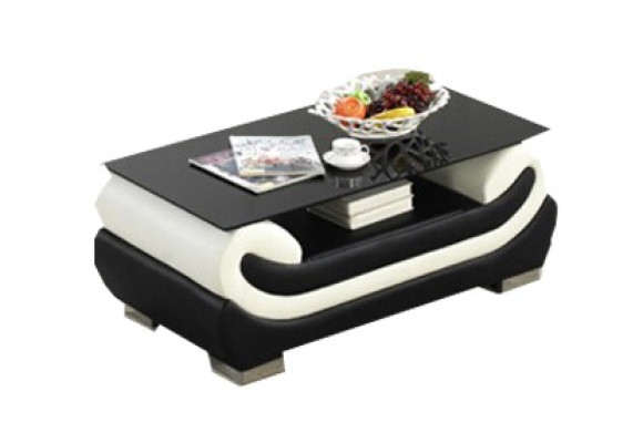 Coffee table, classic leather table with glass top, tables, glass tables, leather table