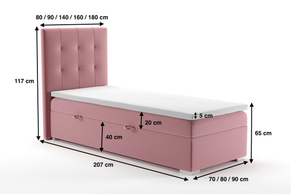 Luxury Box Spring Bed Hotel Upholstered Bed Base Function 90x200cm