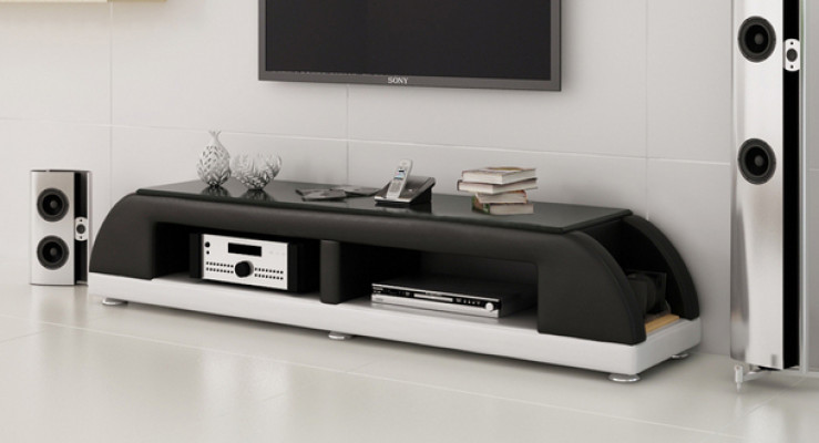 RTV TV Sideboard Leather Glass Table Television Cabinet Table Lowboard Mo.A