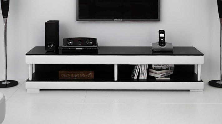 RTV TV Sideboard Leather Glass Table Television Cabinet Table Lowboard Mo.C