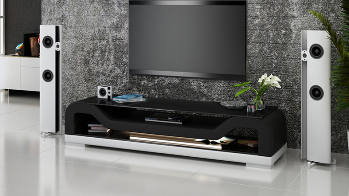 RTV TV Sideboard Leather Glass Table TV Cabinet Lowboard Mo.F