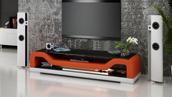 RTV TV Sideboard Leather Glass Table TV Cabinet Lowboard Mo.F