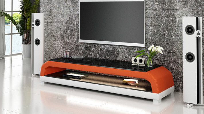 RTV TV Sideboard Leather Glass Table Television Cabinet Table Lowboard Mo.G