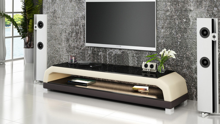RTV TV Sideboard Leather Glass Table Television Cabinet Table Lowboard Mo.G