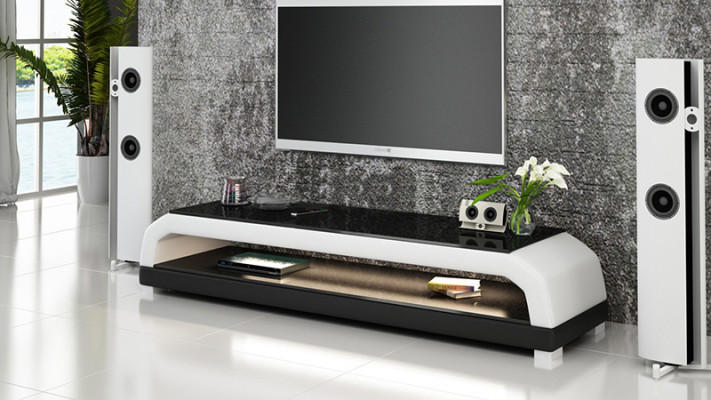 RTV TV Sideboard Leather Glass Table Television Cabinet Table Lowboard Mo.G