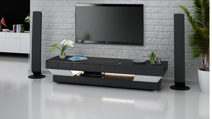 TV sideboard leather glass table television cabinet table lowboard Mo.J