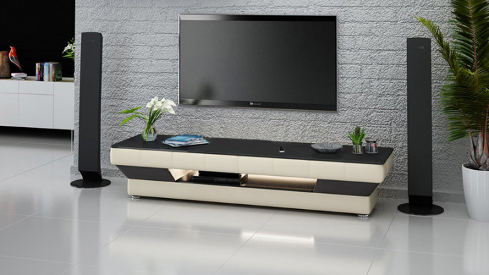 TV sideboard leather glass table television cabinet table lowboard Mo.J