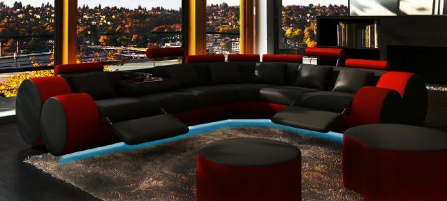 Sectional sofa couch upholstery living landscape leather corner sofas set L shape Madrid