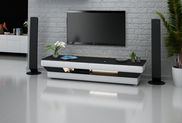 RTV TV Sideboard Leather Decor Glass Table Television Cabinet Table Designer