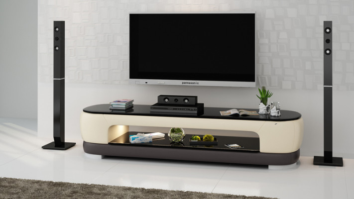 RTV TV Sideboard Decor Leather Glass Table TV Cabinet Table Designer