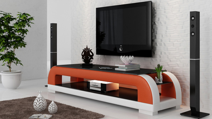 RTV TV Sideboard Decor Leather Glass Table Table TV Cabinet Designer