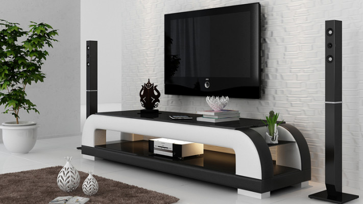 RTV TV Sideboard Decor Leather Glass Table Table TV Cabinet Designer