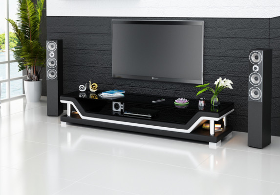 RTV TV Sideboard Leather Glass Table Television Cabinet Designer TS1003