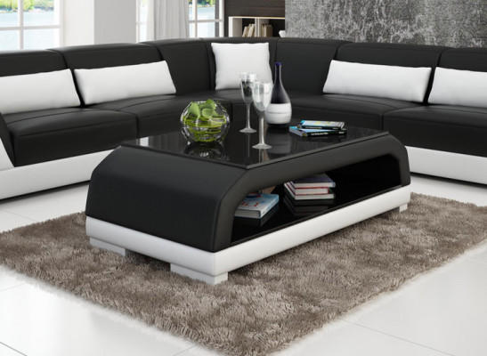 Designer Coffee Table Upholstered Table Leather Glass Modern Tables 6108