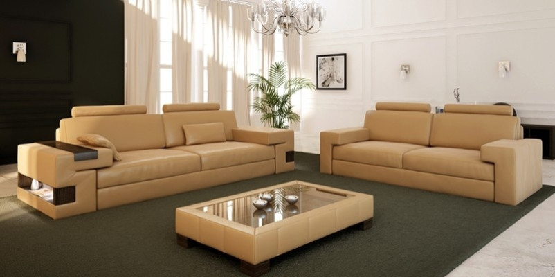 Leather sofa set 3+2+1 couch seating cushion sofa set Nassau brown