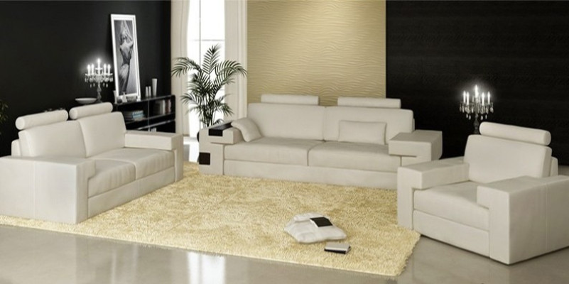 Leather sofa set 3+2+1 couch seating cushion sofa set Nassau brown