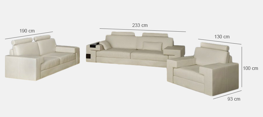 Leather sofa set 3+2+1 couch seating cushion sofa set Nassau brown