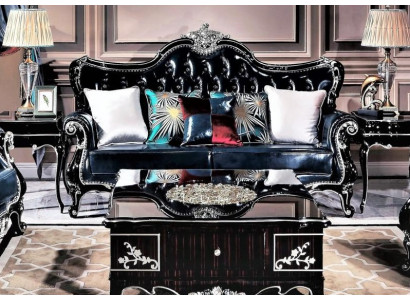 Leather Sofa Couch Classic 2-Seater Couches Sofas Designer Upholstered Seat 2-Seater