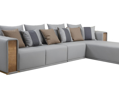 Corner sofa leather L-shaped living area couch corner suite upholstery new gray furniture