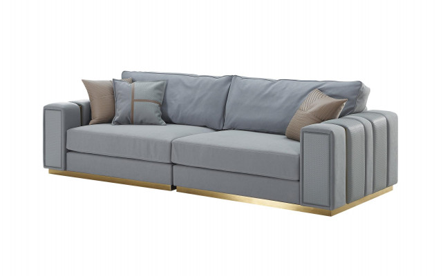 Sofa 3 Seater Light Blue New Creative Modern Living Room Design Couches Furniture Fabric