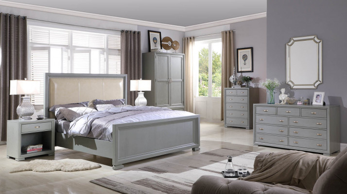 Bed Nightstand Dresser 6-Piece Bedroom Set Design Modern Luxury