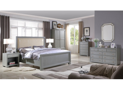 Bed Nightstand Dresser 6-Piece Bedroom Set Design Modern Luxury
