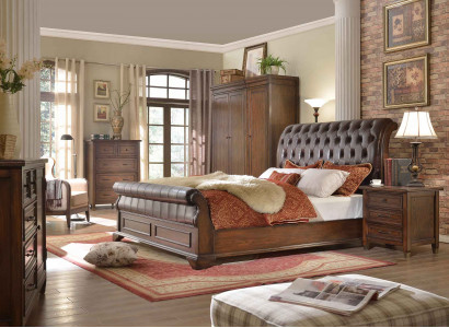 6-piece bedroom set (bed + 2x nightstand + 2x wardrobe + chest of drawers)