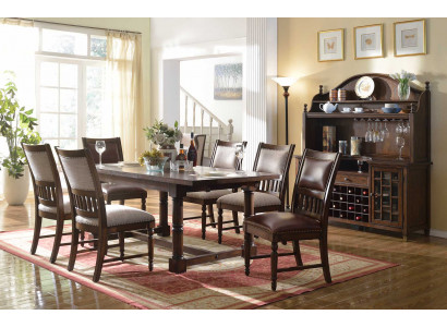 Dining room set dining table 6 chairs sideboard tables wood design group suite 9-piece