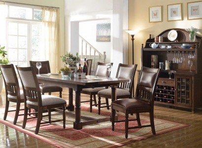 Dining room set dining table 6 chairs sideboard tables wood design group suite 9-piece